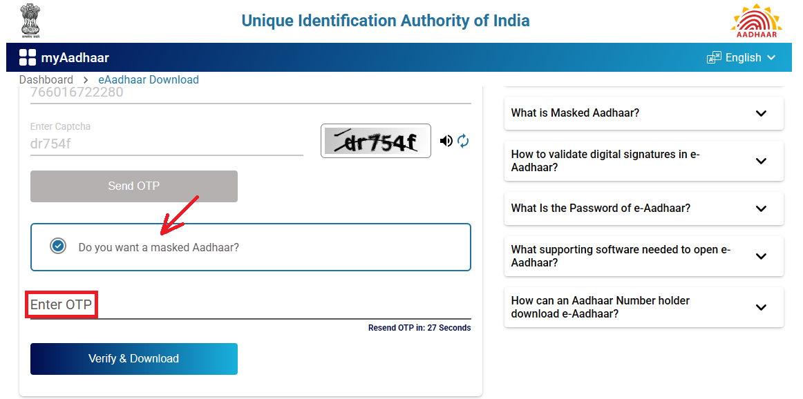 Masked Aadhar